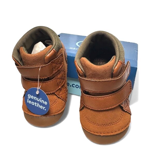 Stride Rite Martin Genuine Leather Boots Toddler 4.5 First Walker Hook & Loop - Picture 2 of 8